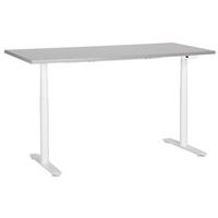 SCHREIBTISCH grauweiß 160/72 cm elektrisch höhenverstellbar Destin IV - Weiß/Grau, Holz (72/160/67cm) - Beliani