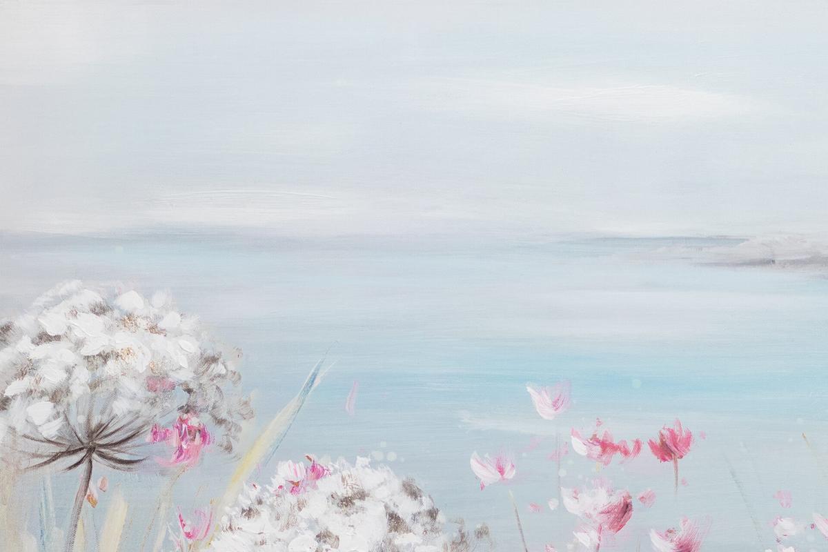 ACRYLBILD HANDGEMALT 80/80 cm - Blau/Pink, Holz/Textil (80/80cm) - KUNSTLOFT