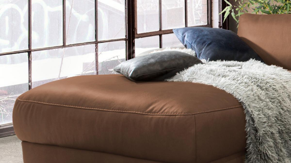ECKSOFA MOTORISCHER RELAXFUNKTION LOLA Braun Leder Relaxfunktion - Schwarz/Braun, Leder (233/178cm) - KAWOLA
