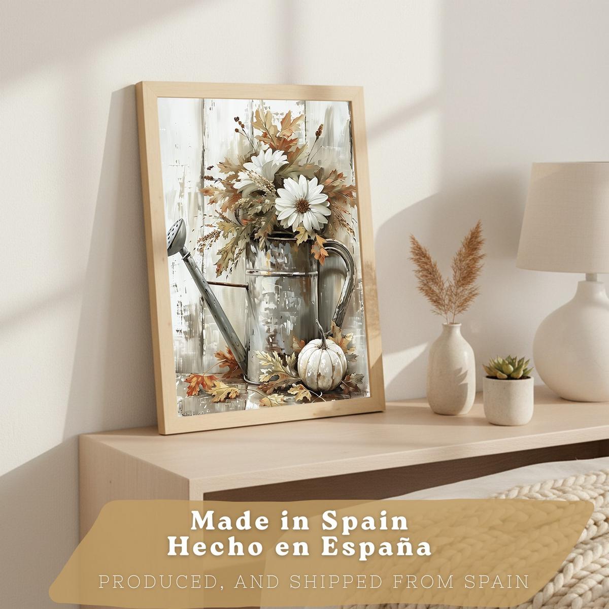 POSTER 3er Bilder-Set Wandbilder Blumen Vasen modern Wohnzimmer Deko, Schlafzimmer, Küche, Badezimmer Leichter Holzrahmen A4 - Beige, Papier (29.7/1/21cm) - Nacnic