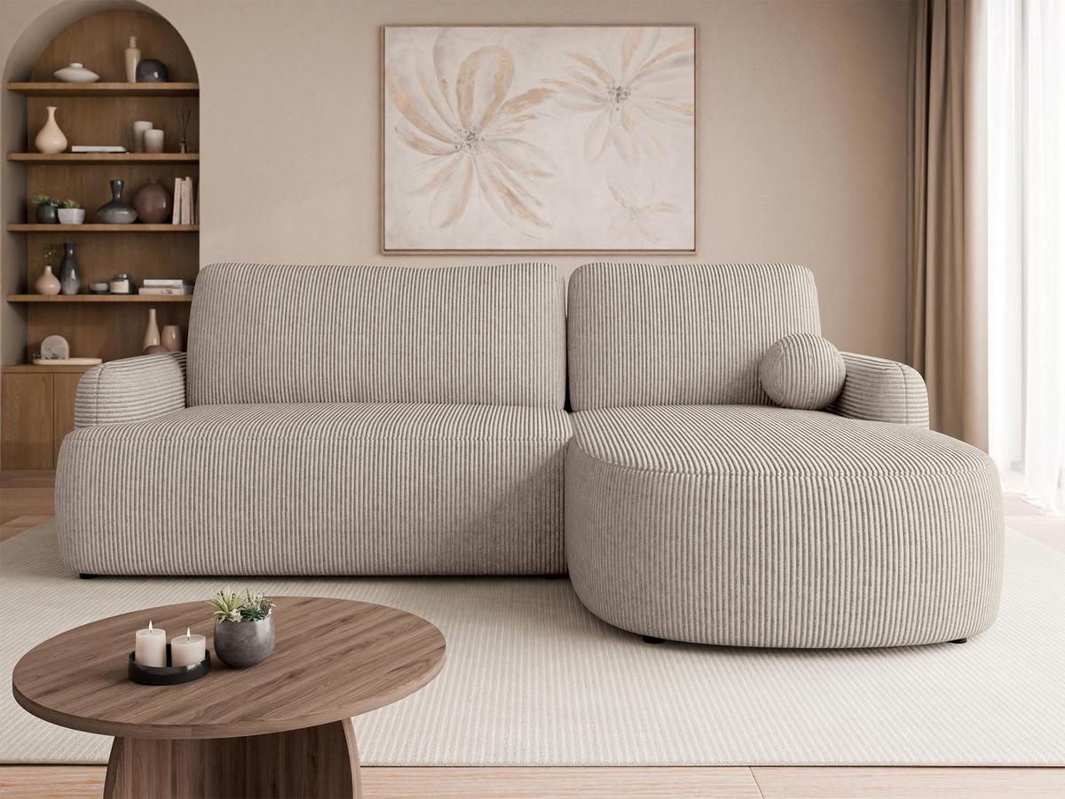 ECKSOFA Loridu Cord, Seite: Rechts - Schwarz/Sahara, Holz/Kunststoff (250/174cm) - MIRJAN24