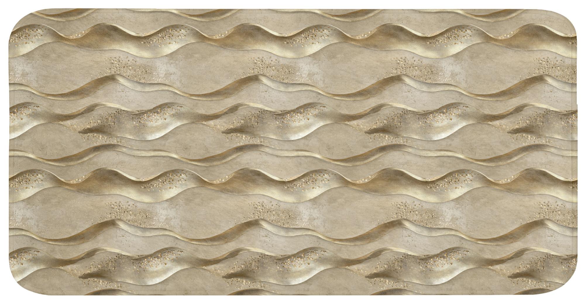 BADEMATTE Wellen - Muster - Gold Badezimmerteppich 120x60 cm - Messingfarben, Textil (120/60cm) - OnlyWow