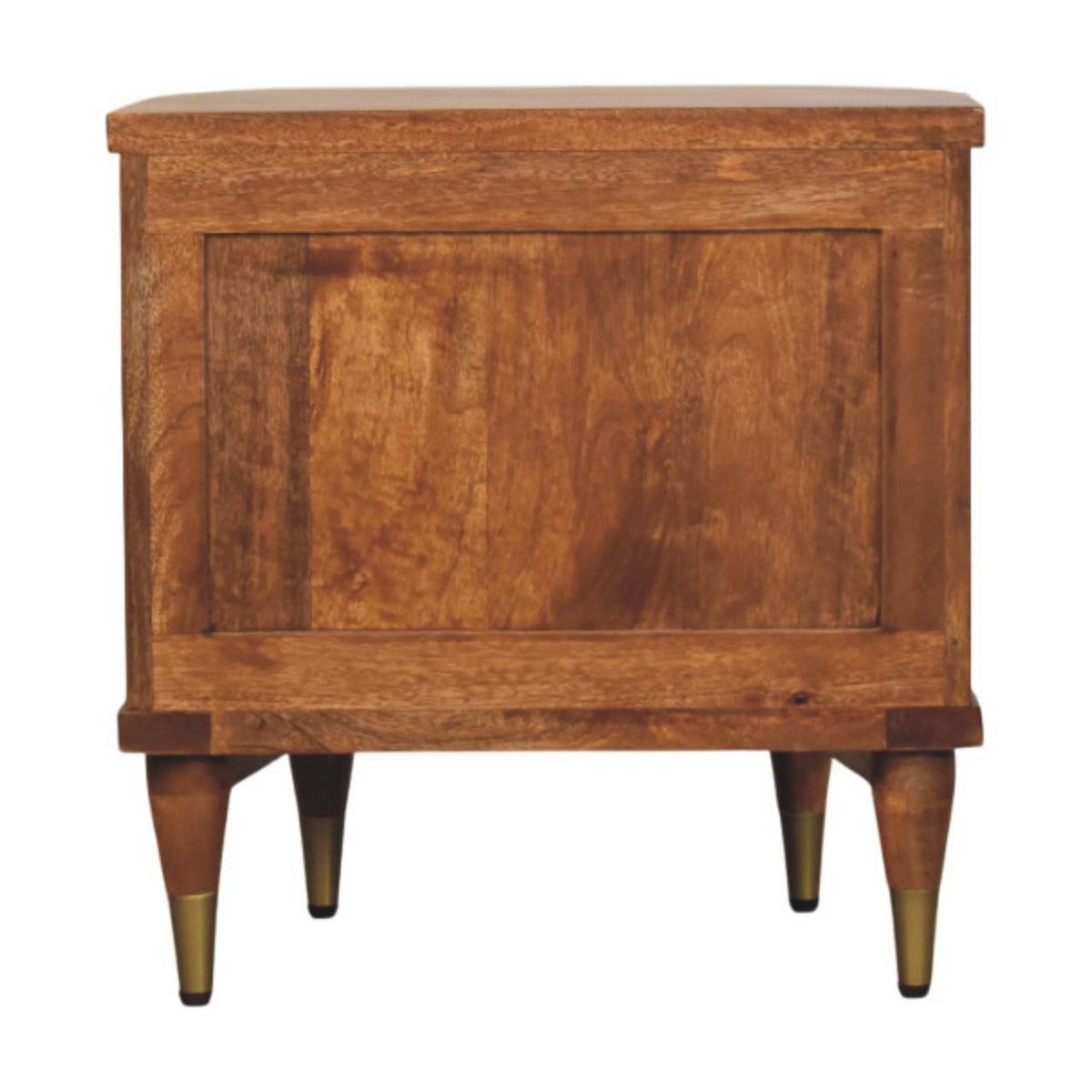 NACHTKASTEN Geriffelt, 2 Schubladen und Messing-Akzente, Hellbraun - Hellbraun/Messingfarben, Holz/Metall (55/56/40cm) - Artisan Furniture