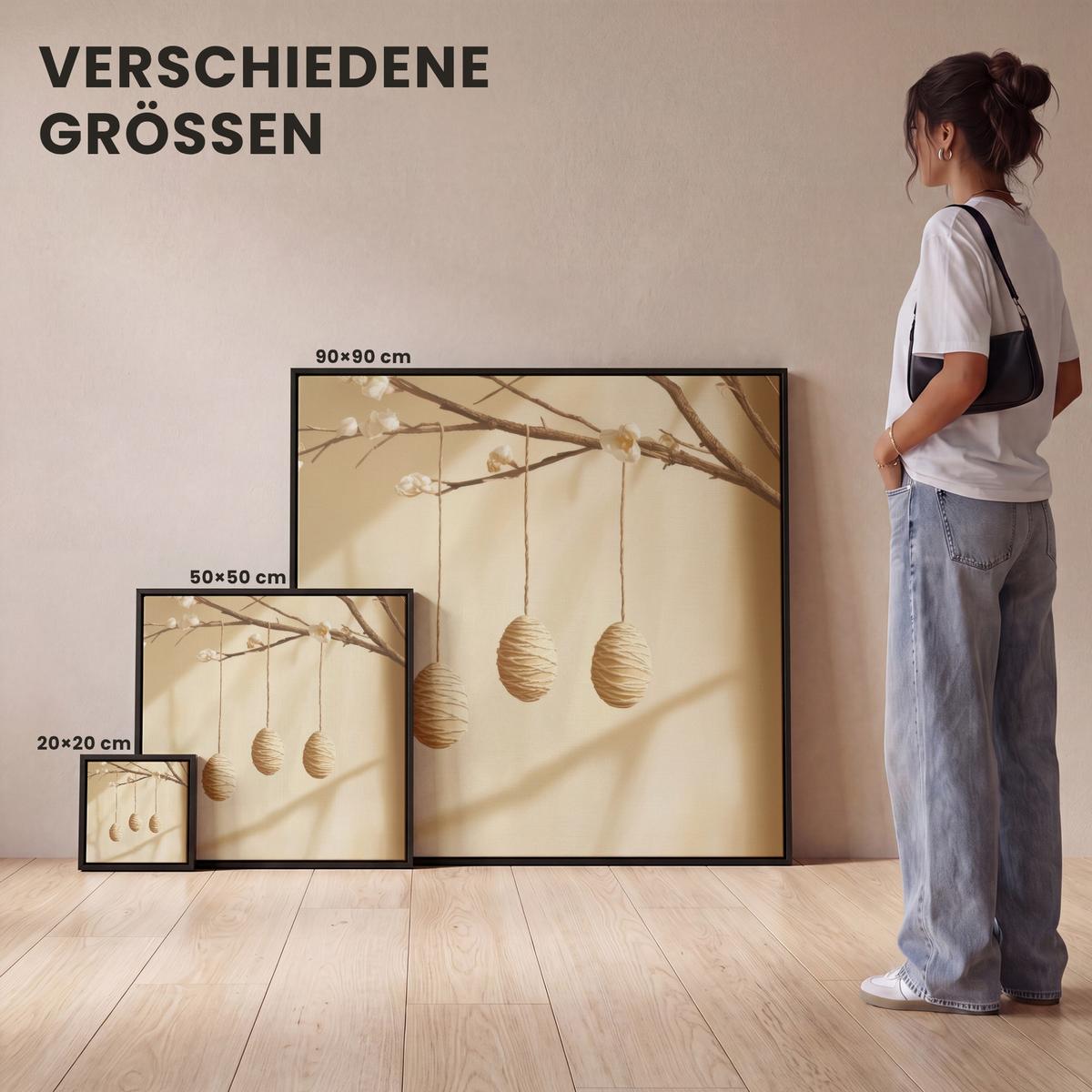 LEINWAND Bilder mit Rahmen - Beige - Osterkuchen - Eier - 50x50 - Beige, Textil (50/50cm) - MuchoWow
