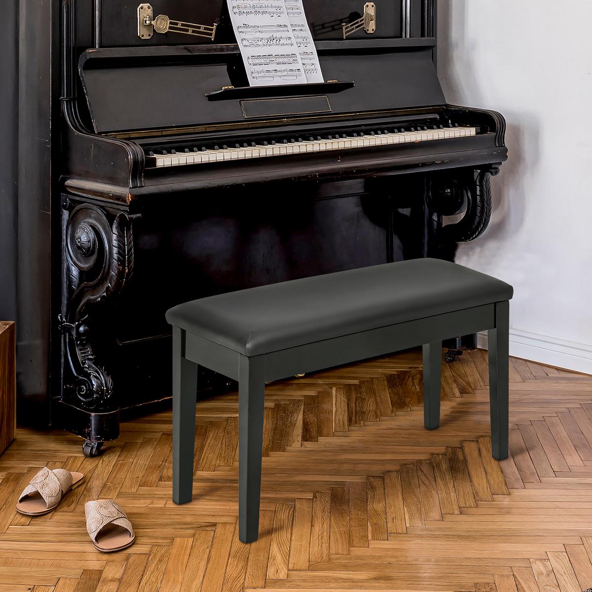KLAVIERBANK Klavierhocker mit versteckten Stauraum, bis 150 KG Belastbar Schwarz - Schwarz, Holz (35/49/75cm) - HOMCOM