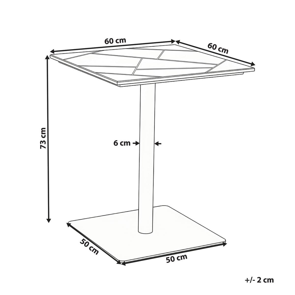 BISTROTISCH 60/60 cm Metall Schwarz Stintino - Schwarz/Braun, Metall (60/60/73cm) - Beliani