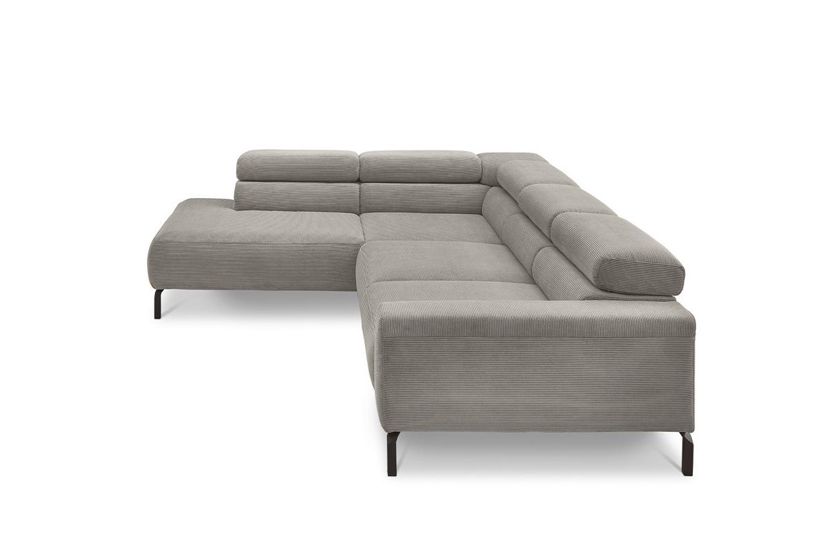 ECKSOFA MIT MOTORISCHEM SITZVORZUG DELIA Grau Cord Relaxfunktion - Schwarz/Grau, Textil/Metall (276/219cm) - KAWOLA