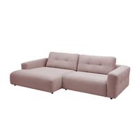 ECKSOFA XL MIKA Pink Cord - Schwarz/Rosa, Kunststoff/Textil (296/167cm) - KAWOLA