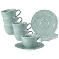 KAFFEETASSEN MIT UNTERTASSEN Beat Color Glaze Arktisblau 260 ml 6er Set - Blau, Keramik (16.7/8.6/16.7cm) - Seltmann Weiden