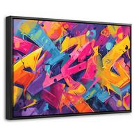 LEINWAND Bilder mit Rahmen - Abstrakt - Formen - Farbenfroh - 60x40 - Magenta, Textil (60/40cm) - MuchoWow