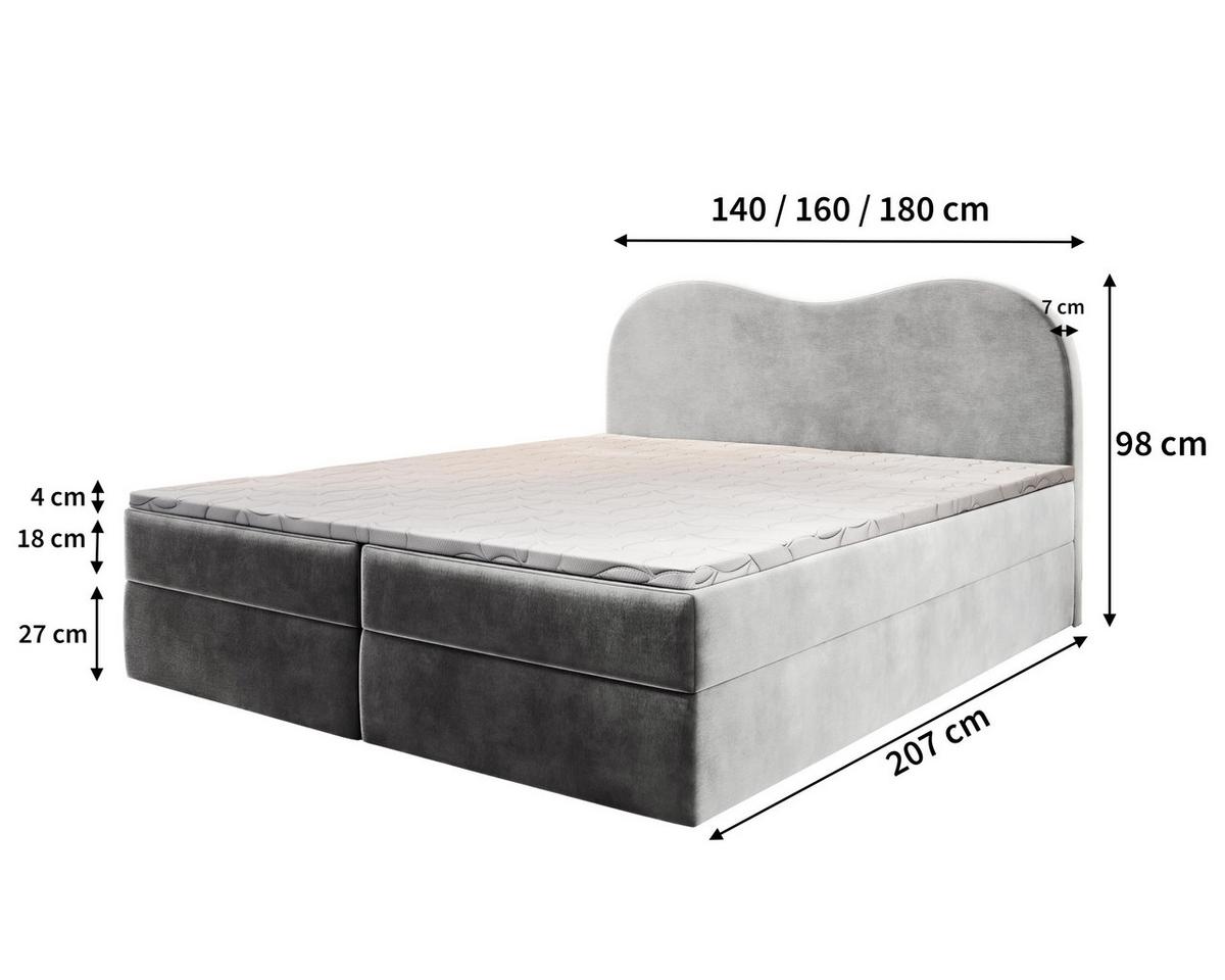 BOXBETT FLUVIA M 140x200 cm mit Matratze und Topper - Braun - Braun, Holz (140/200cm) - MASSENO