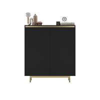 KOMMODE Selene 2D Schwarz matt 111 cm mit goldenem Metallrahmen - Goldfarben/Schwarz, Holzwerkstoff/Metall (111/125/35cm) - Meble Lindner