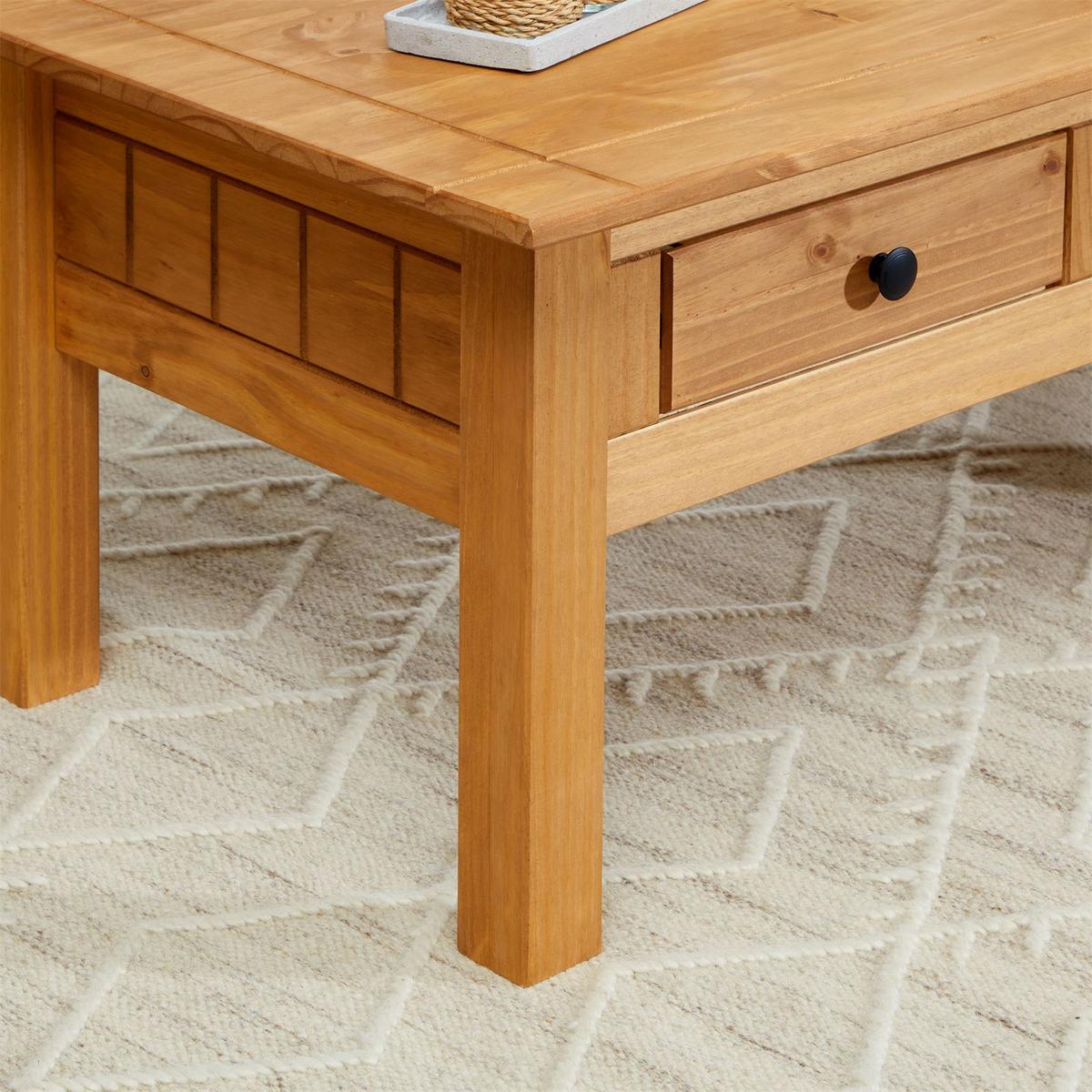 COUCHTISCH CANCUN gebeizt/gewachst - Kieferfarben, Holz (60/100/44cm) - IDIMEX