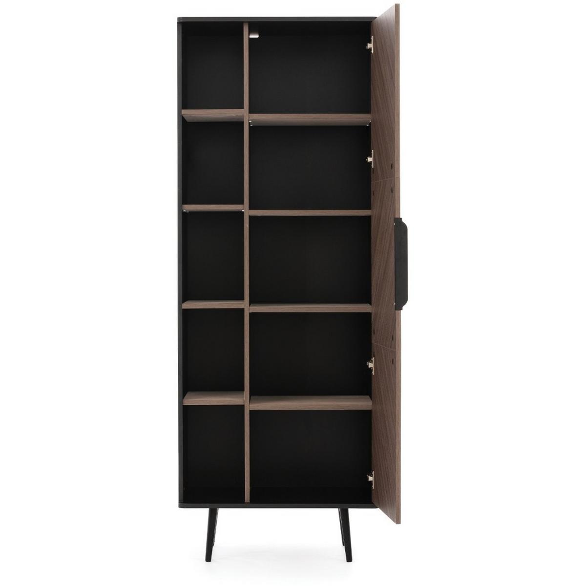 BÜCHERREGAL Parini mit 1 Tür und 8 Einlegeboden, Graphitschwarz/Captains Deck - Eichefarben, Holzwerkstoff/Metall (70/190/41cm) - Beautysofa