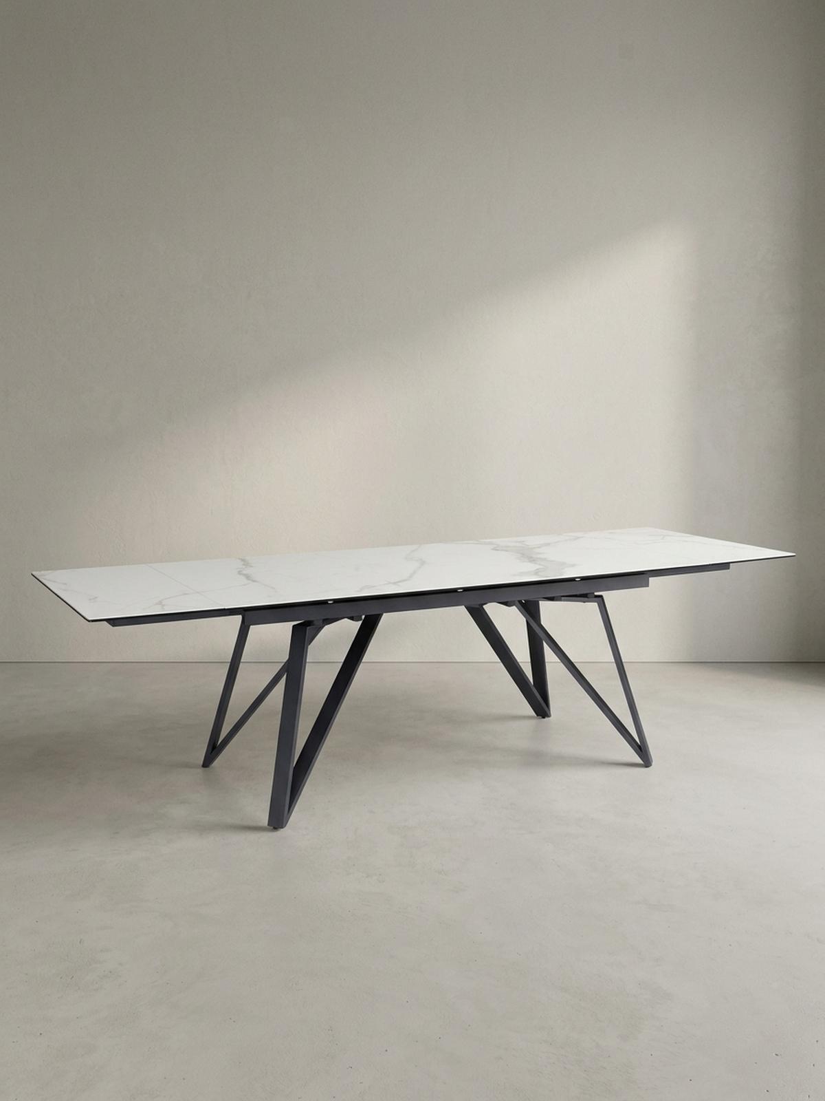 ESSTISCH Ausziehbar Keramik Glas Marmoroptik Rechteckig Groß, Weiß 180x95x76 cm - Schwarz/Weiß, Keramik/Metall (95/180/76cm) - KADIMA DESIGN