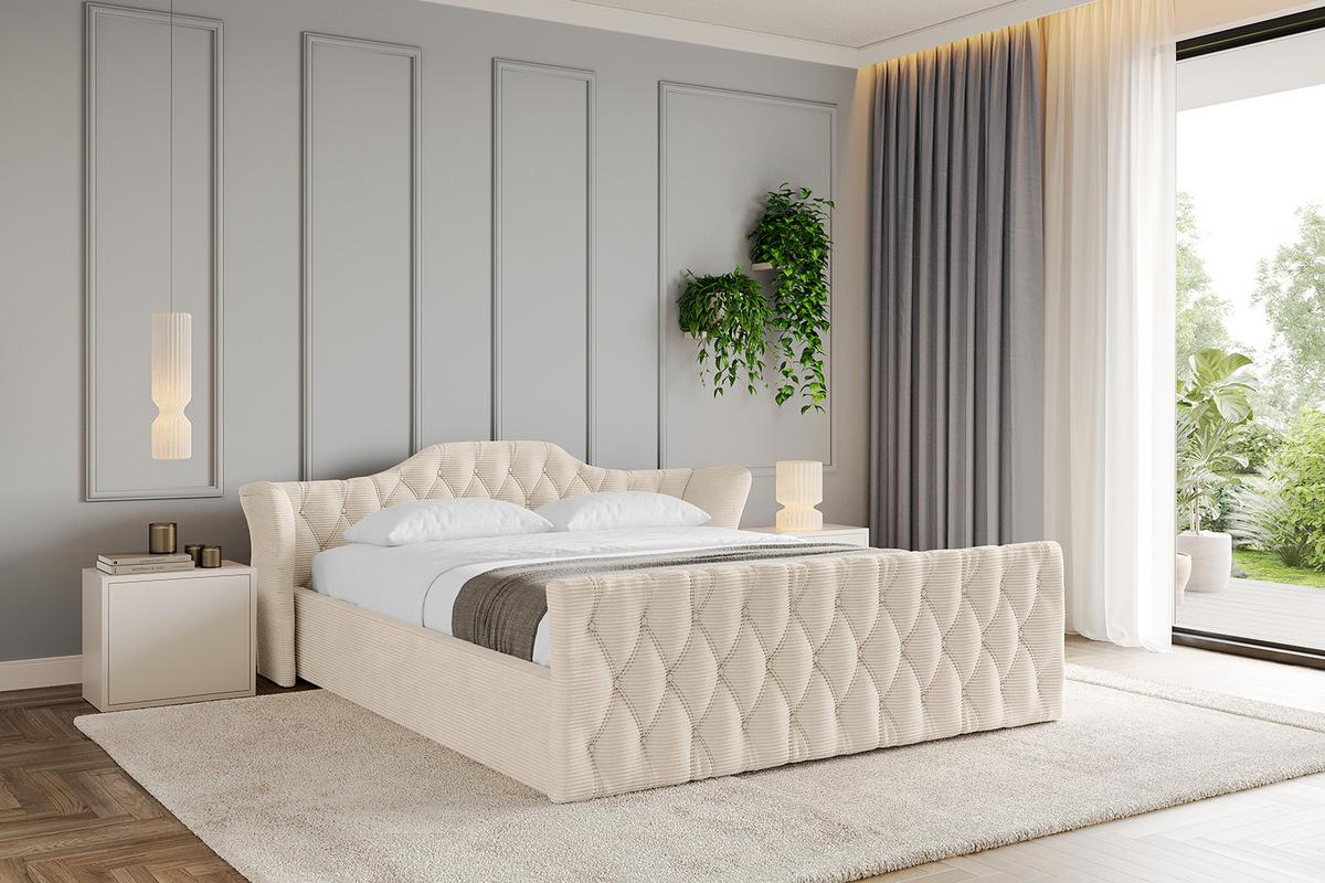 POLSTERBETT mit Bettkasten, Fußteil und Lattenrost, Boxbett ohne Matratze - ZORAN-Z-V1 120x200 Beige - Creme, Holzwerkstoff/Textil (120/200cm) - ALTDECOR