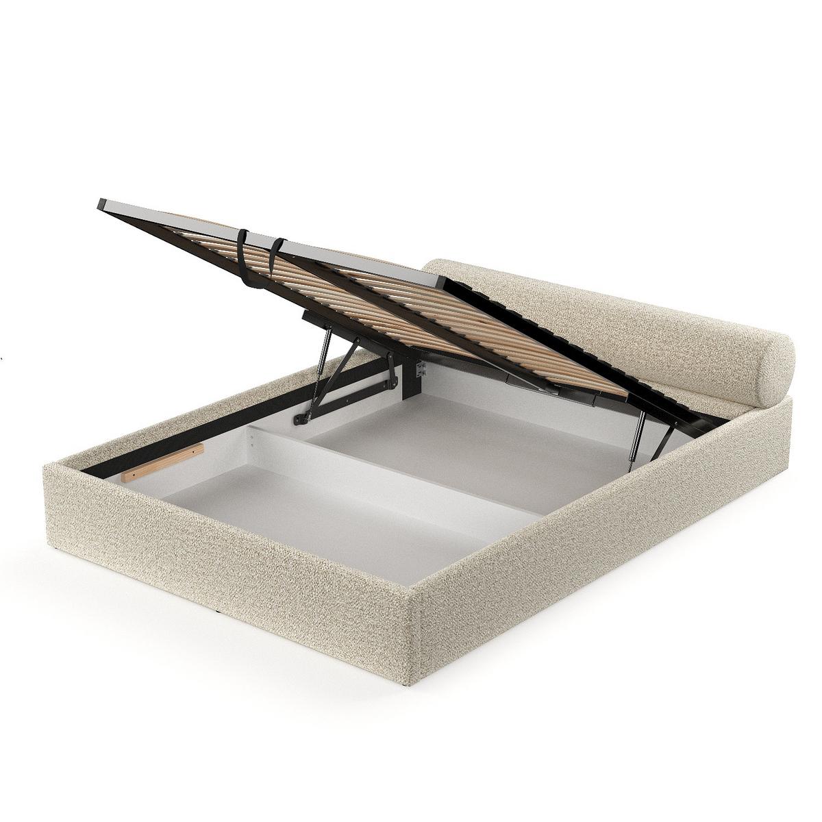 POLSTERBETT Solvo mit Stauraum 140/200 cm Hellbeige im Blur Stoff - Beige/Schwarz, Holz/Holzwerkstoff (140/200cm) - AltaBeds