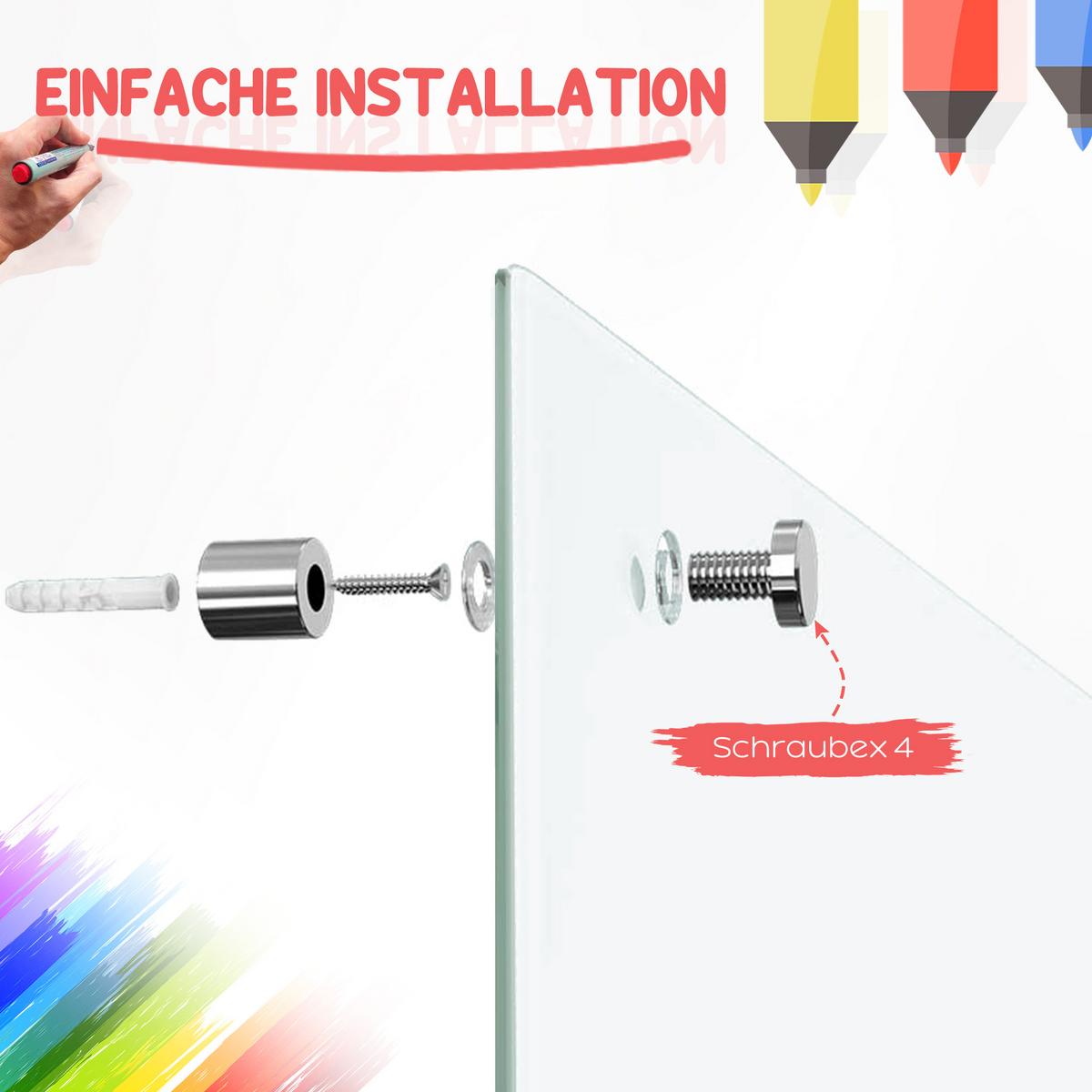 WHITEBOARD Magnetisch Magnettafel mit 4 Markern 10 Magnet abwischbar 90 x 60 cm - Weiß, Kunststoff (60/0.4/90cm) - Vinsetto