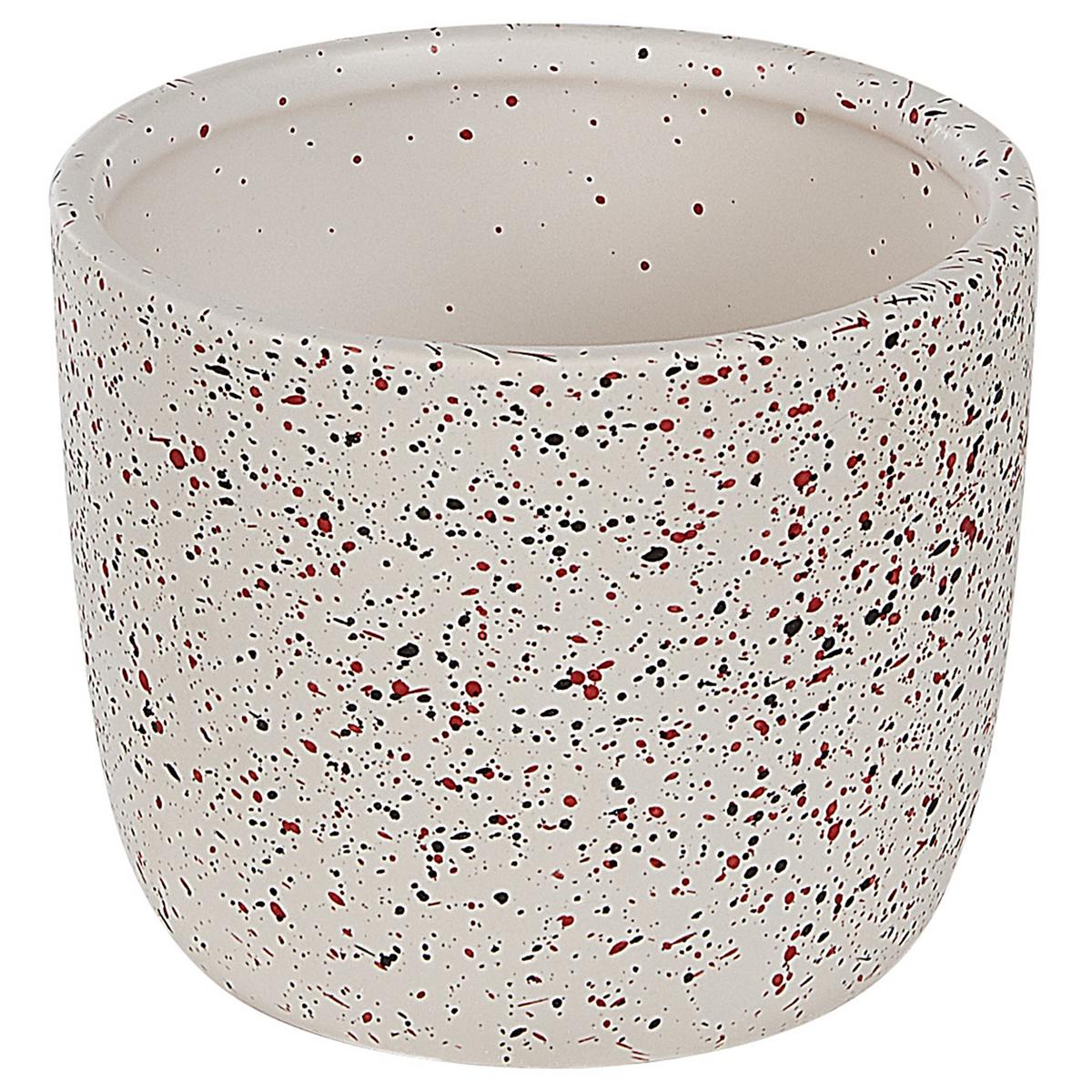 BADEZIMMER Set 6-teilig Keramik weiß Terrazzo Optik Palmilla - Rot/Schwarz, Stein (13/20/11cm) - Beliani