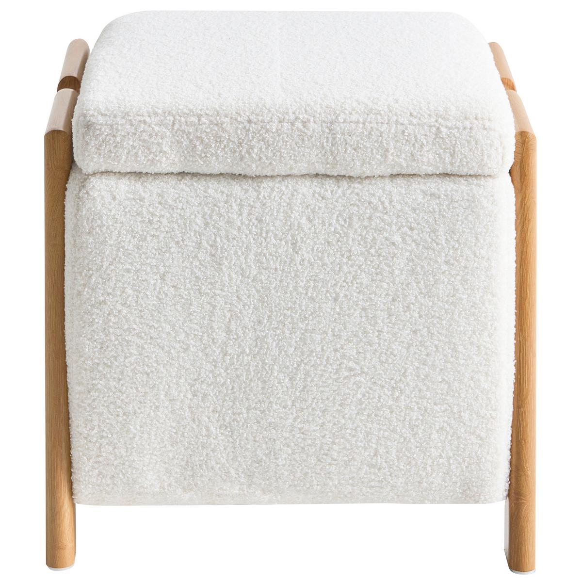 POUF mit Stauraum Bouclé 45 cm Weiß Edland - Weiß, Textil (45/44/43cm) - Beliani