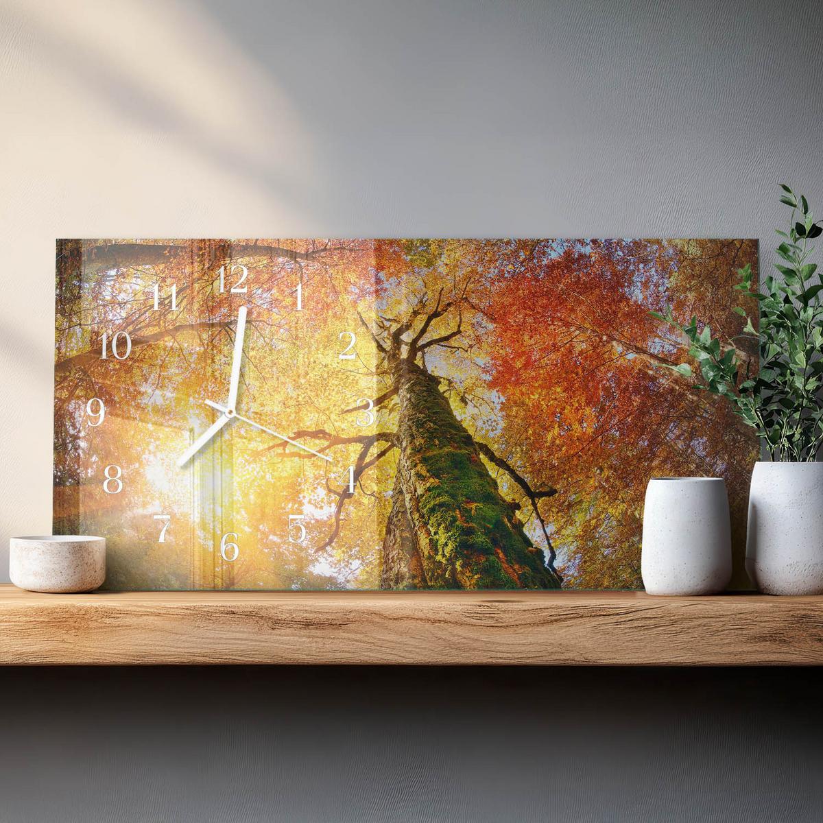 WANDUHR aus Glas 60x30 cm - Herbst - Gelb, Glas (60/30/0.4cm) - TULUP