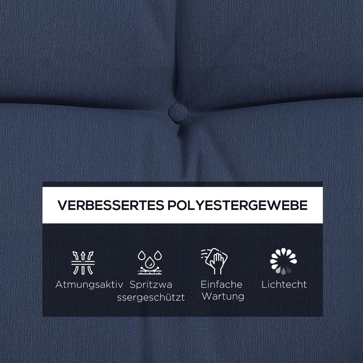 SITZKISSEN 4er Set Polyester PP-Baumwolle Marineblau - Blau, Textil (50/12/150cm) - Outsunny