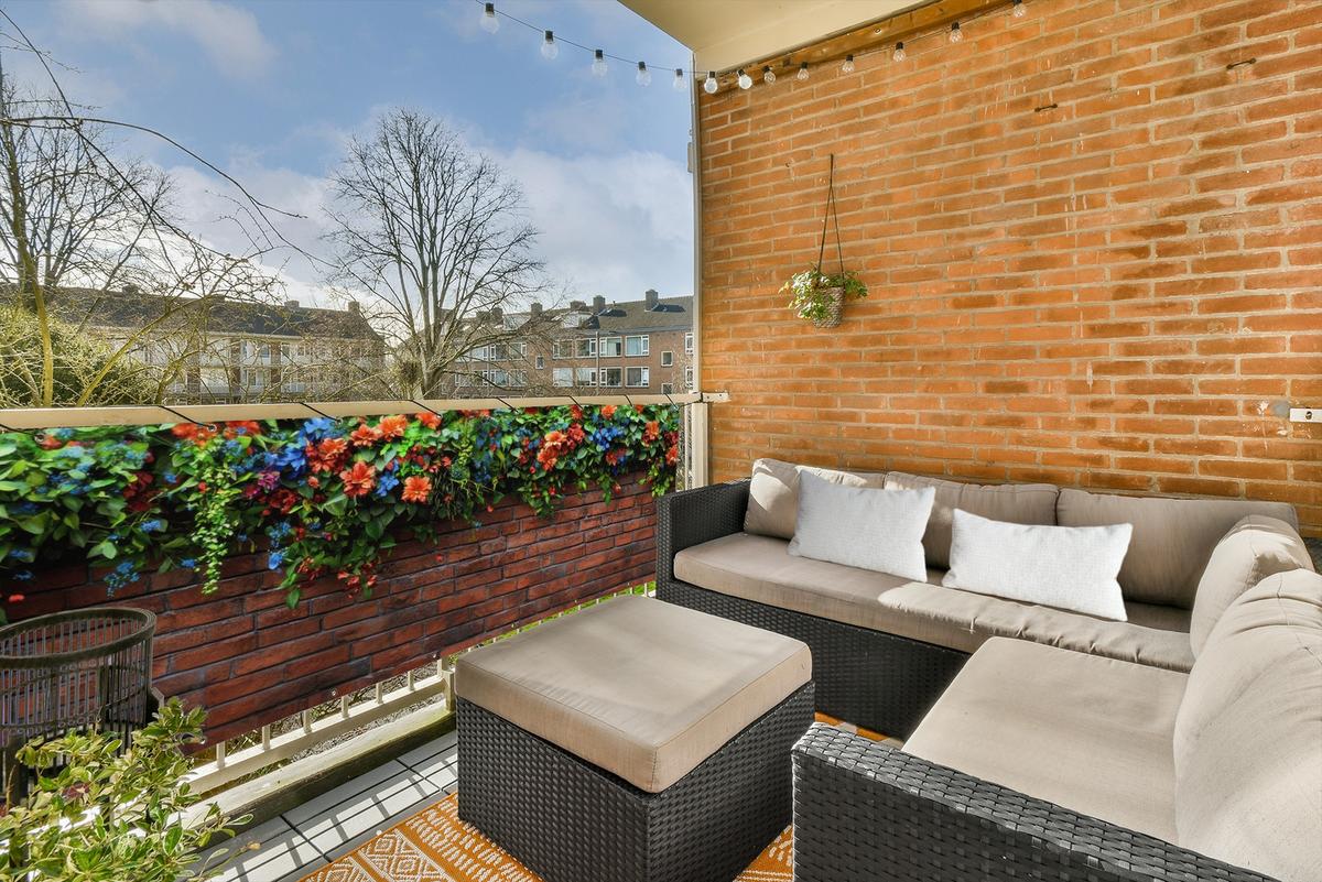 BALKON-SICHTSCHUTZ Blumen - Wand - Grün - Orange Windschutz 300x90 cm - Rotbraun, Kunststoff (300/90cm) - MuchoWow