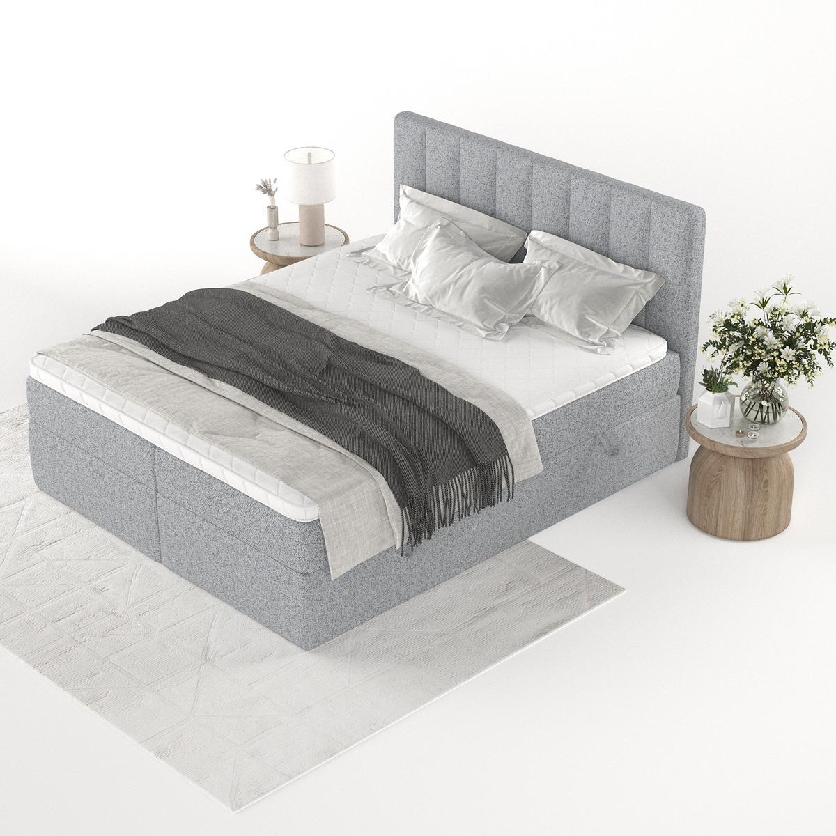 BOXBETT Bari 140/200 cm Grau im Riva Stoff - Grau, Holz/Holzwerkstoff (140/200cm) - AltaBeds