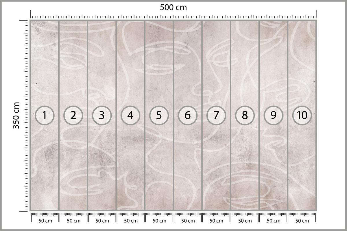 FOTOTAPETE für Schlafzimmer Abstrakte Gesichter Beton 500x350 - Beige/Braun, Papier (500/350cm) - Muralo