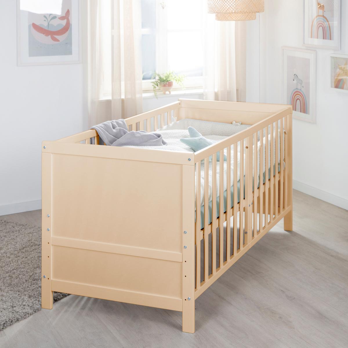BABYBETT mit Matratze Easy Sleep 70 x 140 cm - Naturfarben, Holzwerkstoff/Textil (70/140cm) - Roba