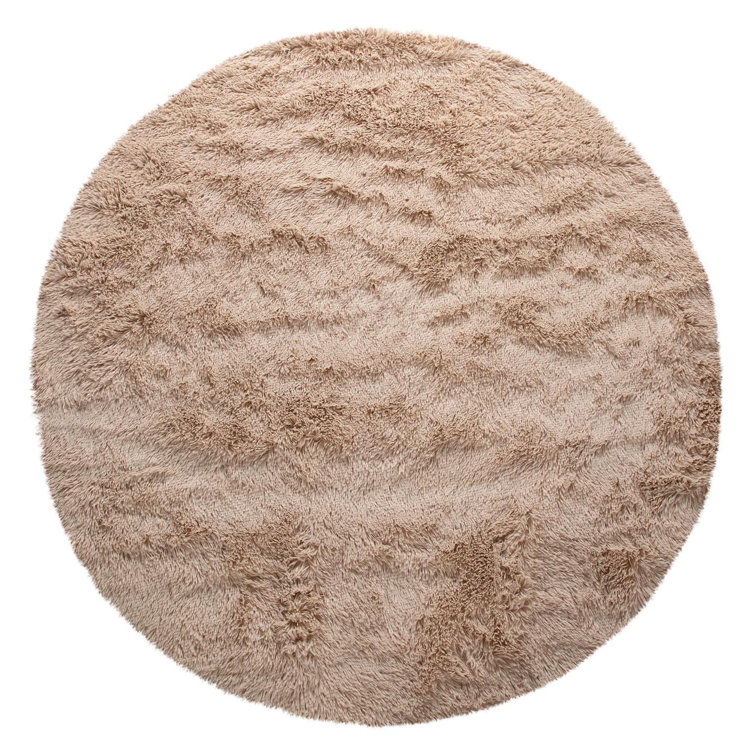 HOCHFLORTEPPICH, einfarbig, aus Polyester, Beige, Ø 200 cm - Beige, Textil (200/200cm) - KADIMA DESIGN