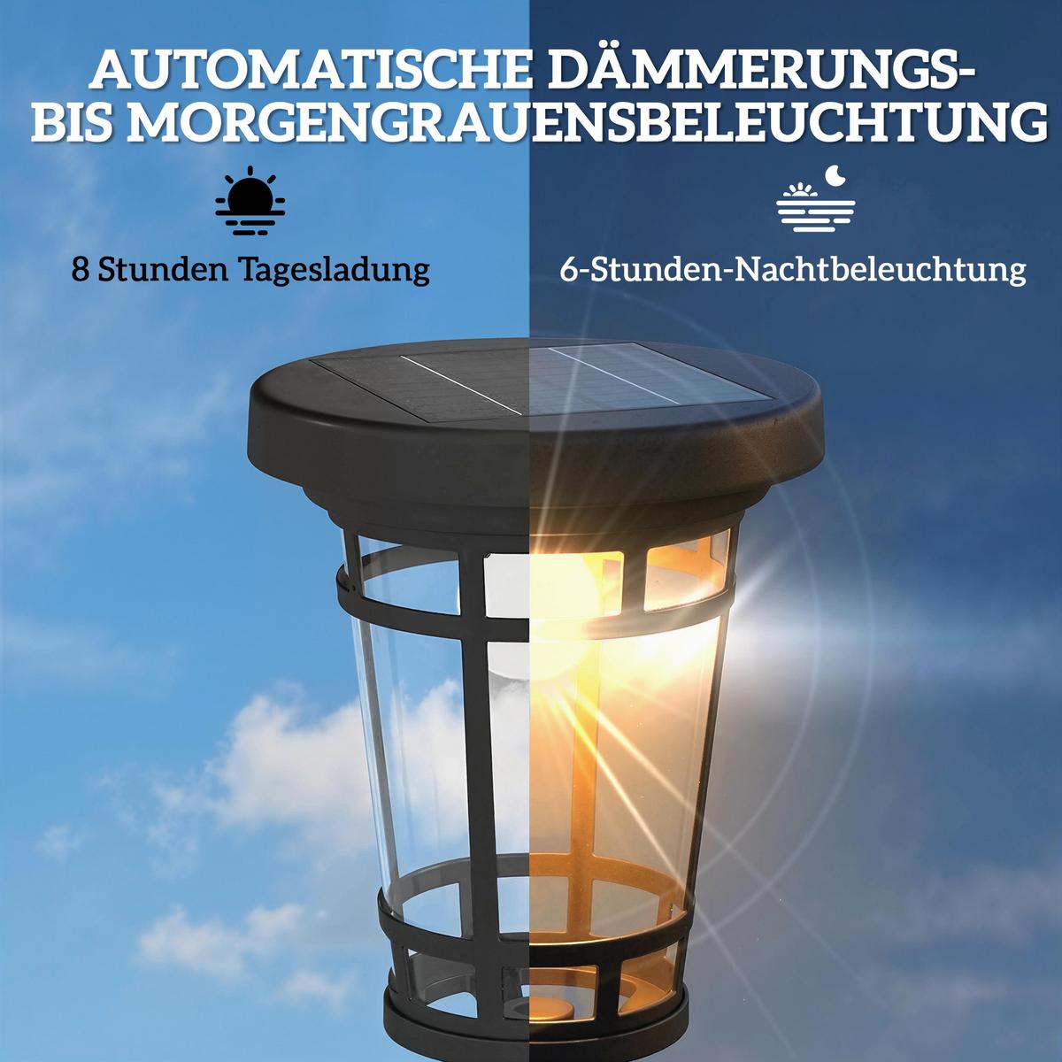 SOLARLEUCHTE aus Kunststoff Schwarz - Schwarz, Kunststoff (41.5/41.5/195cm) - Outsunny