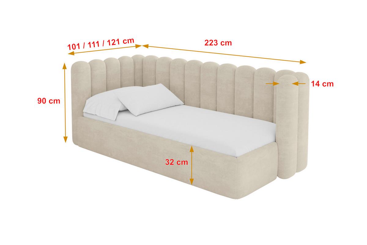EINZELLBETT Jugendbett mit Bettkasten und Matratze H3/H4, Rechts - HUGY 100x200 Beige - Beige, Holzwerkstoff/Textil (100/200cm) - ALTDECOR