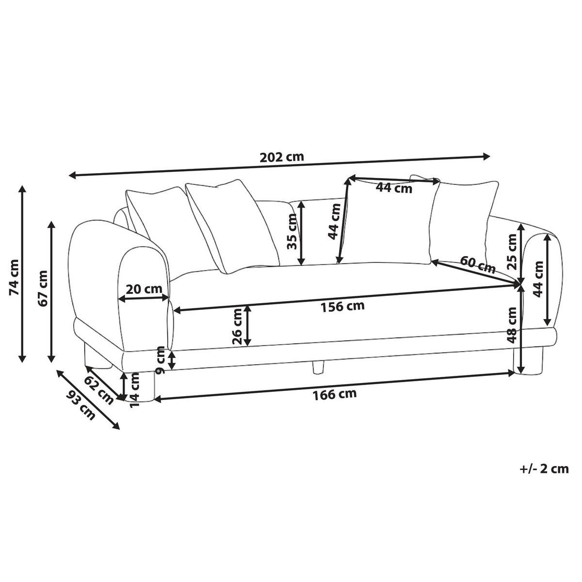 3-SITZER-SOFA Stoff Taupe Pori - Taupe, Textil (202/74/93cm) - Beliani