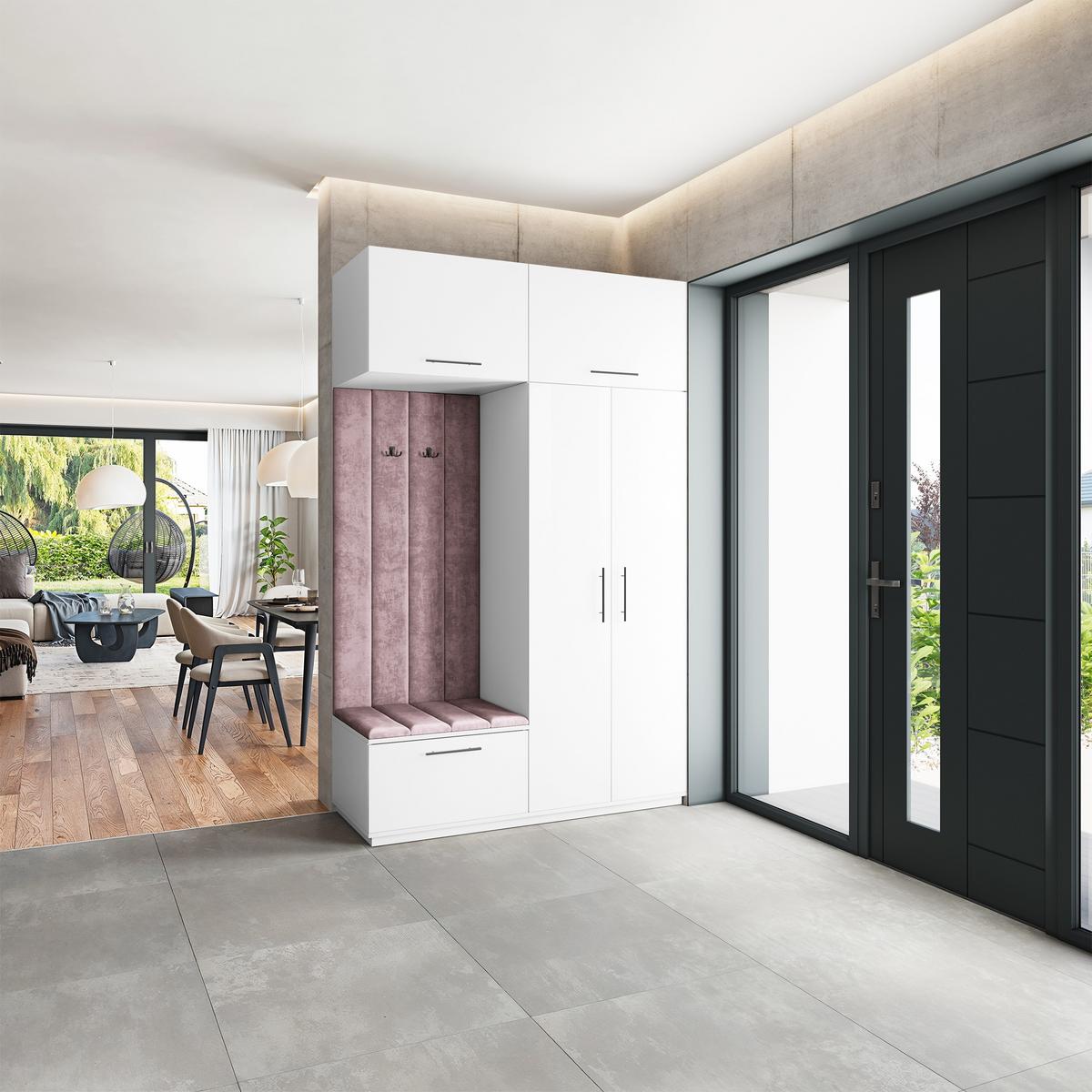 GARDEROBENSCHRANK REMA 150/240/60 cm Modern Garderobe-Set Weiß - Lila/Weiß, Holzwerkstoff (150/240/60cm) - MASSENO