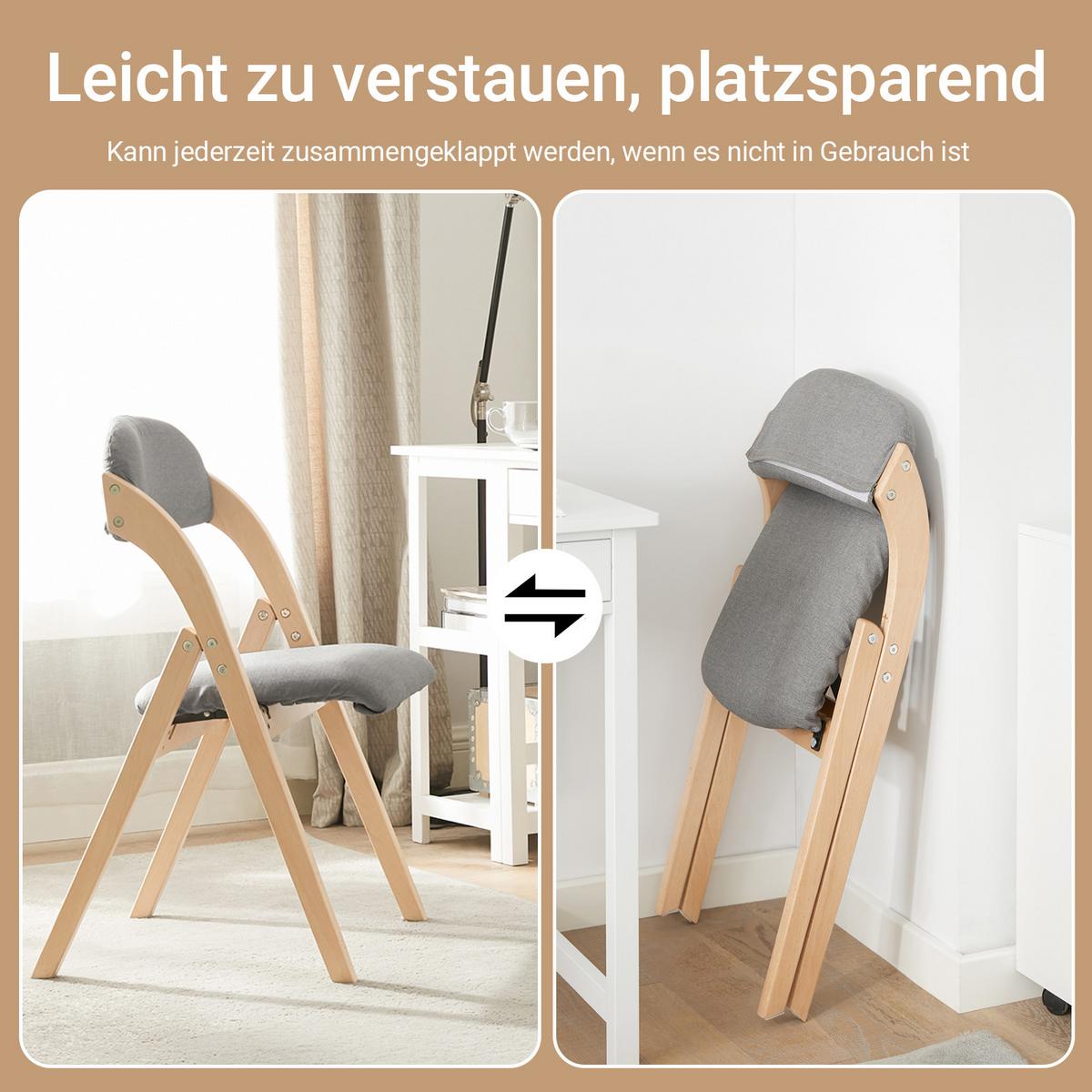 KLAPPSTÜHLEN 2 er set, Hellgrau - Grau, Holz (47.5/77/59cm) - SoBuy