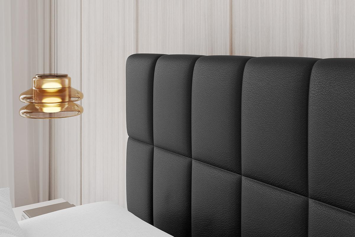POLSTERBETT mit Bettkasten und Lattenrost, Boxbett ohne Matratze - AMEA 160x200 Schwarz Kunstleder - Schwarz Hochglanz, Holzwerkstoff/Textil (160/200cm) - ALTDECOR