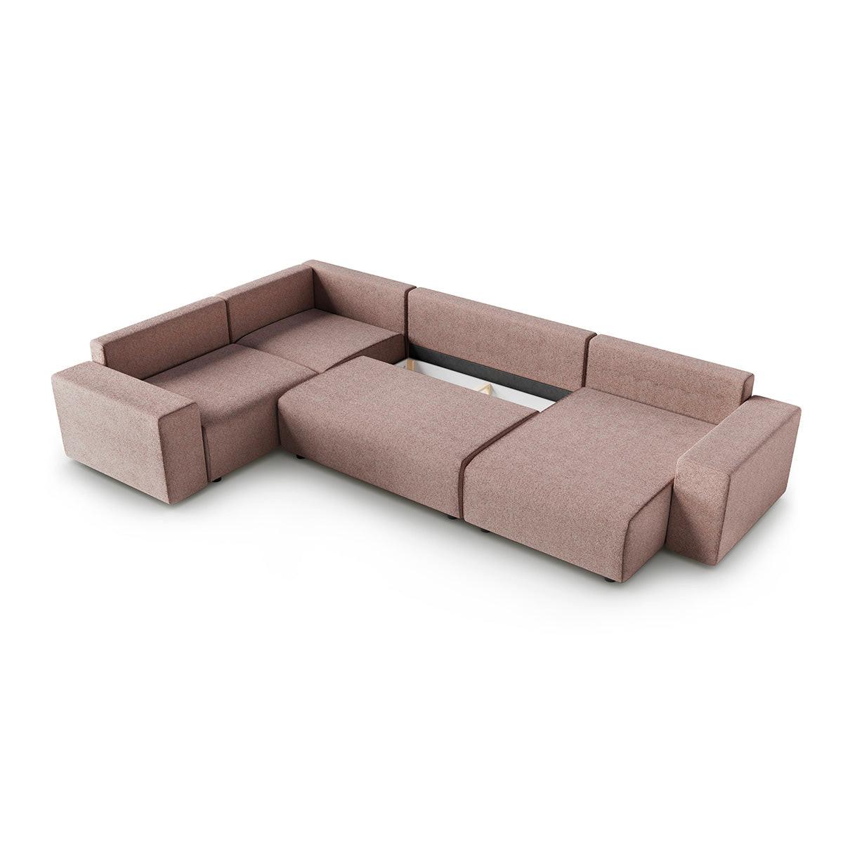 PANORAMASOFA Lorenzo 5 Sitzplätze Rosa - Rosa, Holz (378/85/236cm) - Petits-meubles