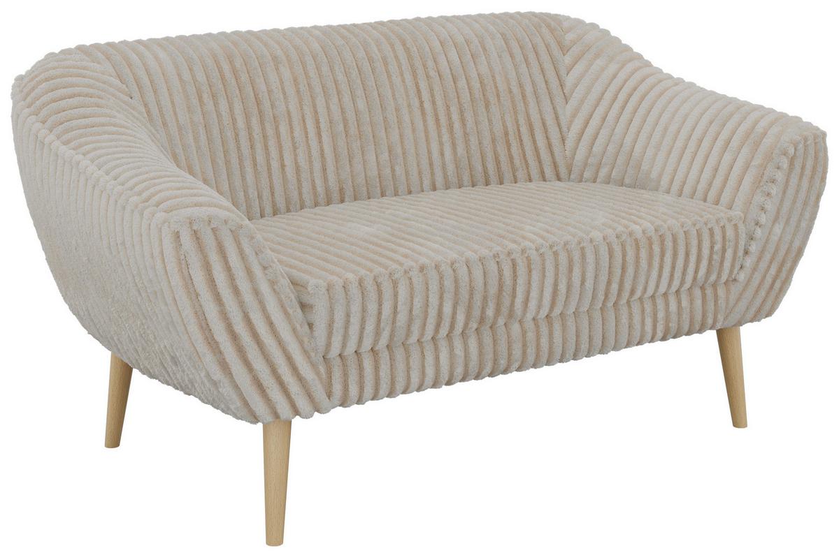 2-SITZER-SOFA PIRS - Beige Cord - Holzbeine - Beige/Buchefarben, Holzwerkstoff/Textil (140/75/74cm) - MKS