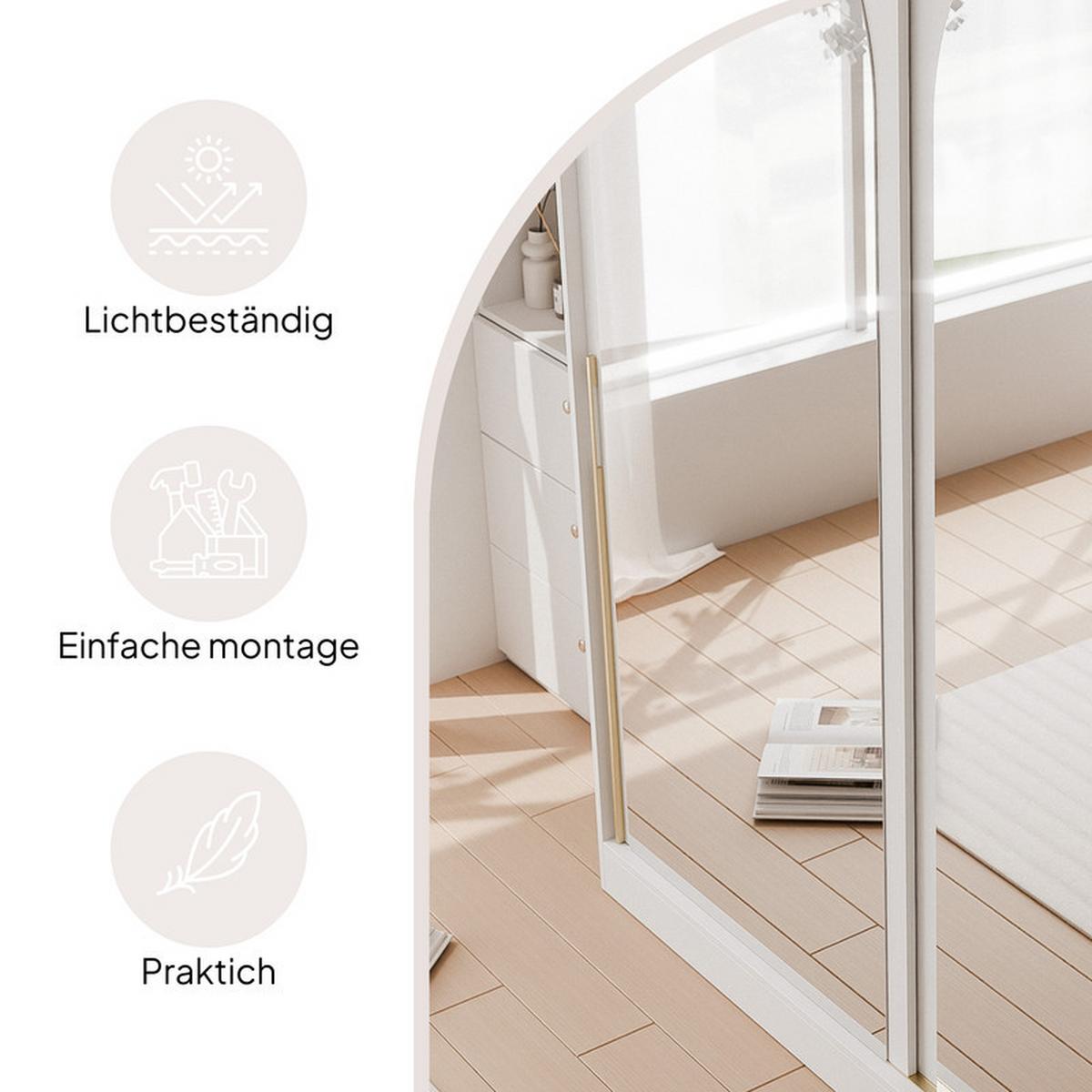 SCHWEBETÜRENSCHRANK CLARITY 2-türig 180/65/215 cm Weiß / goldene Griffe - Goldfarben/Weiß, Holzwerkstoff/Kunststoff (180/215/65cm) - Idohome