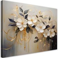 WANDBILD blumen weiß gemalt - Beige, Textil (60/40cm) - Feeby