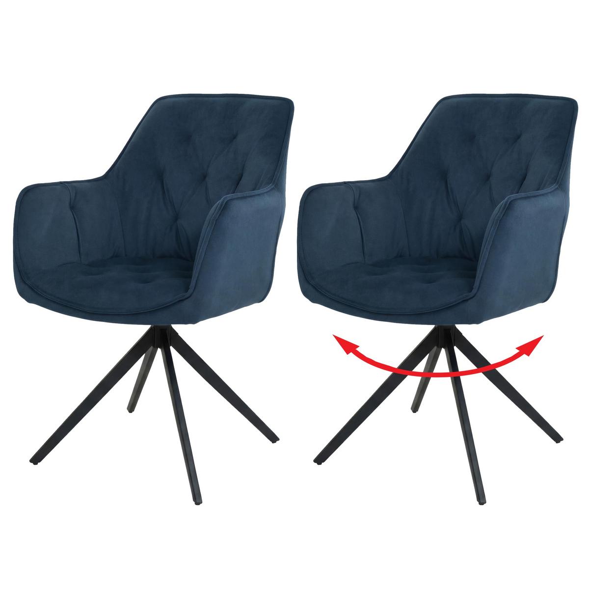 ESSZIMMERSTUHL Blau 2er-Set - Blau, Textil (55/87/60cm) - MCW