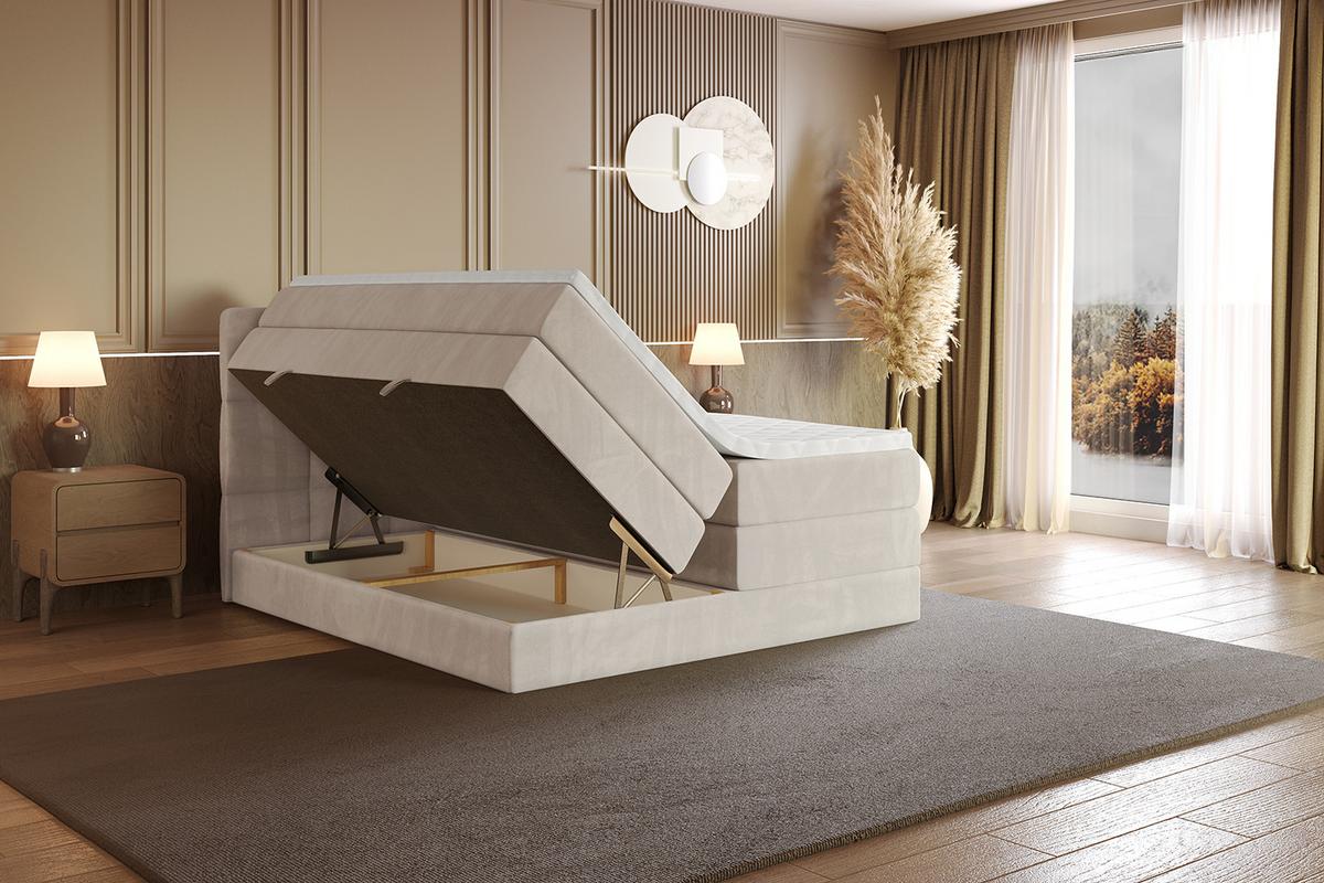 BOXSPRINGBETT mit Matratze H3|H4 und Lattenrost - LIRO KING-160x200 - Beige Casablanca - Beige, Holzwerkstoff (160/200cm) - ALTDECOR