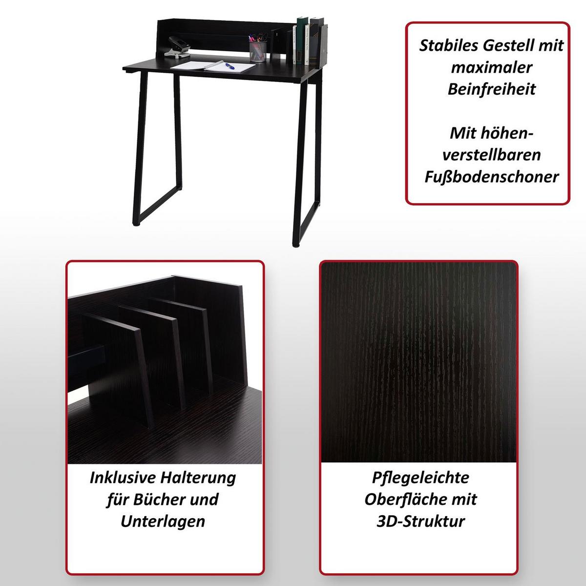 SCHREIBTISCH eckig Schwarz - Schwarz, Metall (51/82/94cm) - MCW