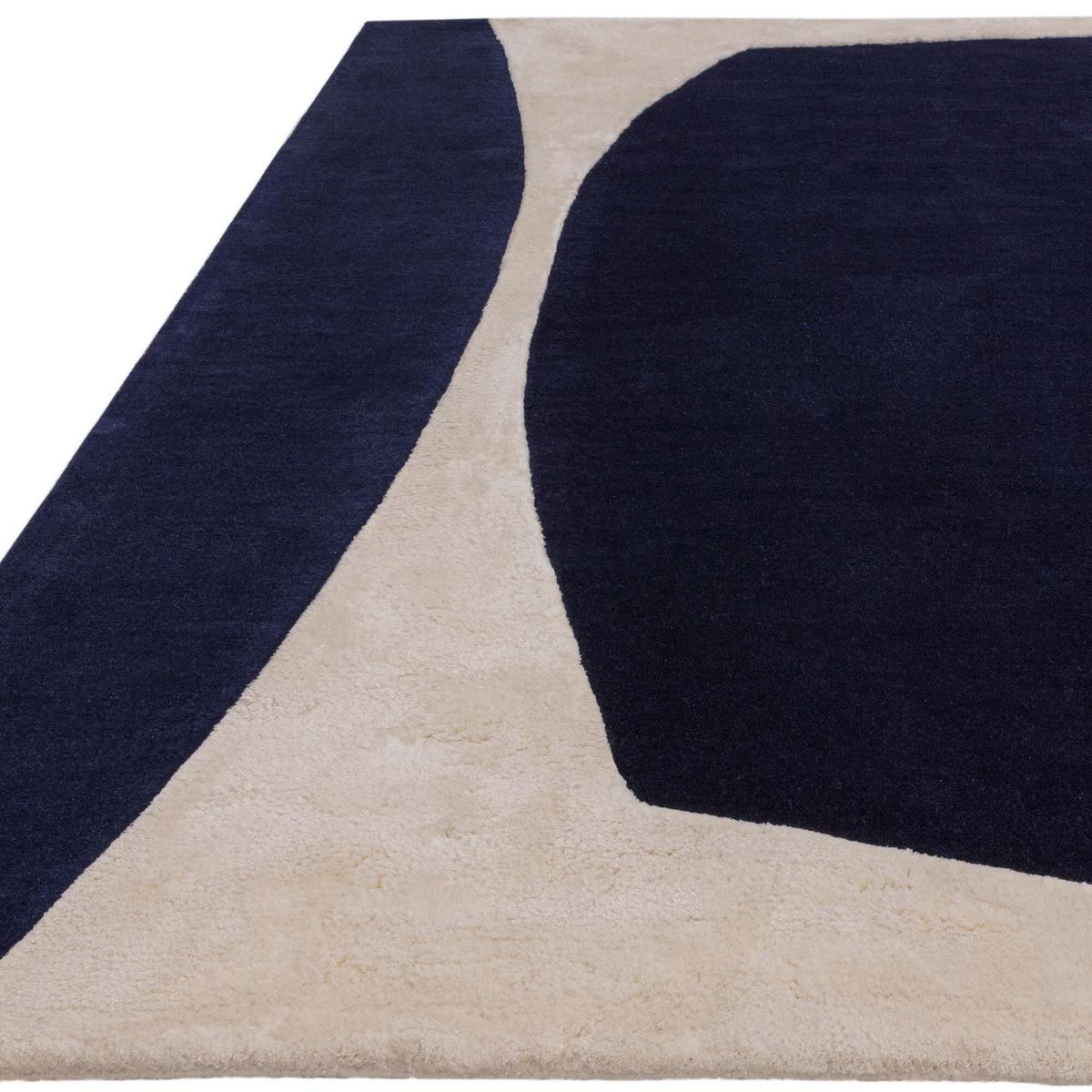 WOLLTEPPICH HULL-Tickton, abstrakt, Dunkelblau, 200 x 300 cm - Blau, Textil (300/200cm) - KADIMA DESIGN