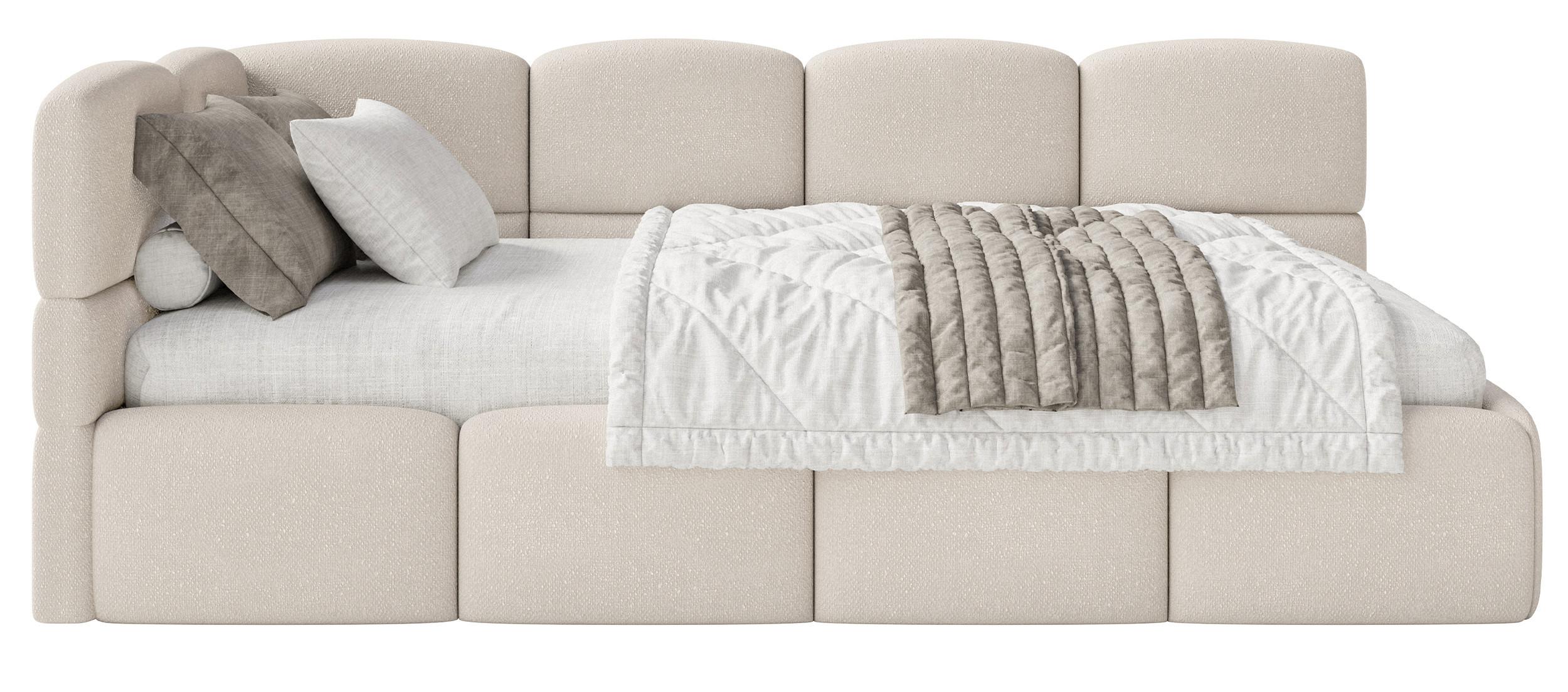 JUGENDBETT Cloudy Creme 120 cm, Chenille - Creme/Schwarz, Kunststoff/Textil (120/200cm) - Selsey
