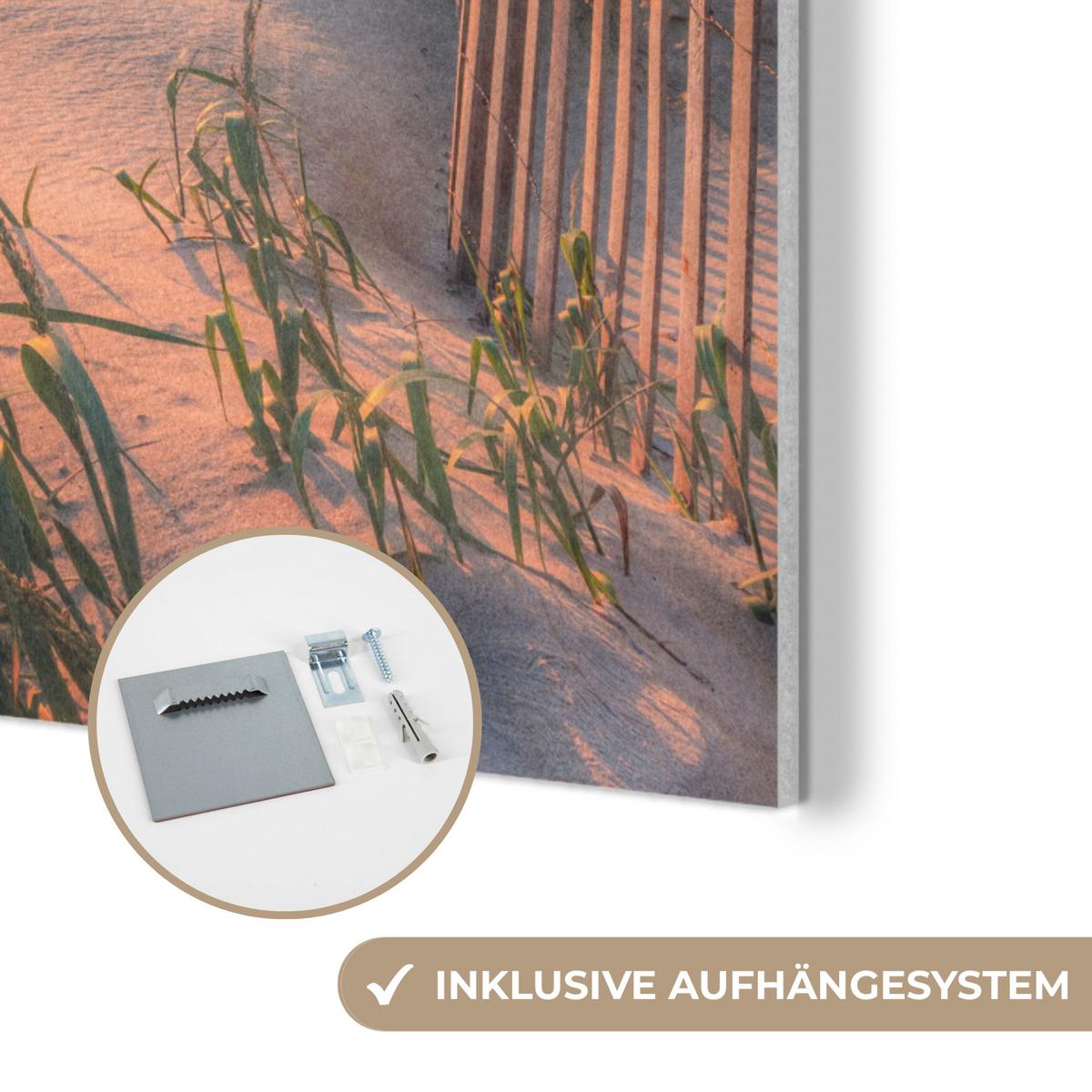 AKUSTIKBILD Strand - Meer - Düne - Sonnenuntergang - Landschaft Kunstdruck Schlafzimmer 50x70 cm - Beige, Kunststoff (50/70/0.9cm) - MuchoWow