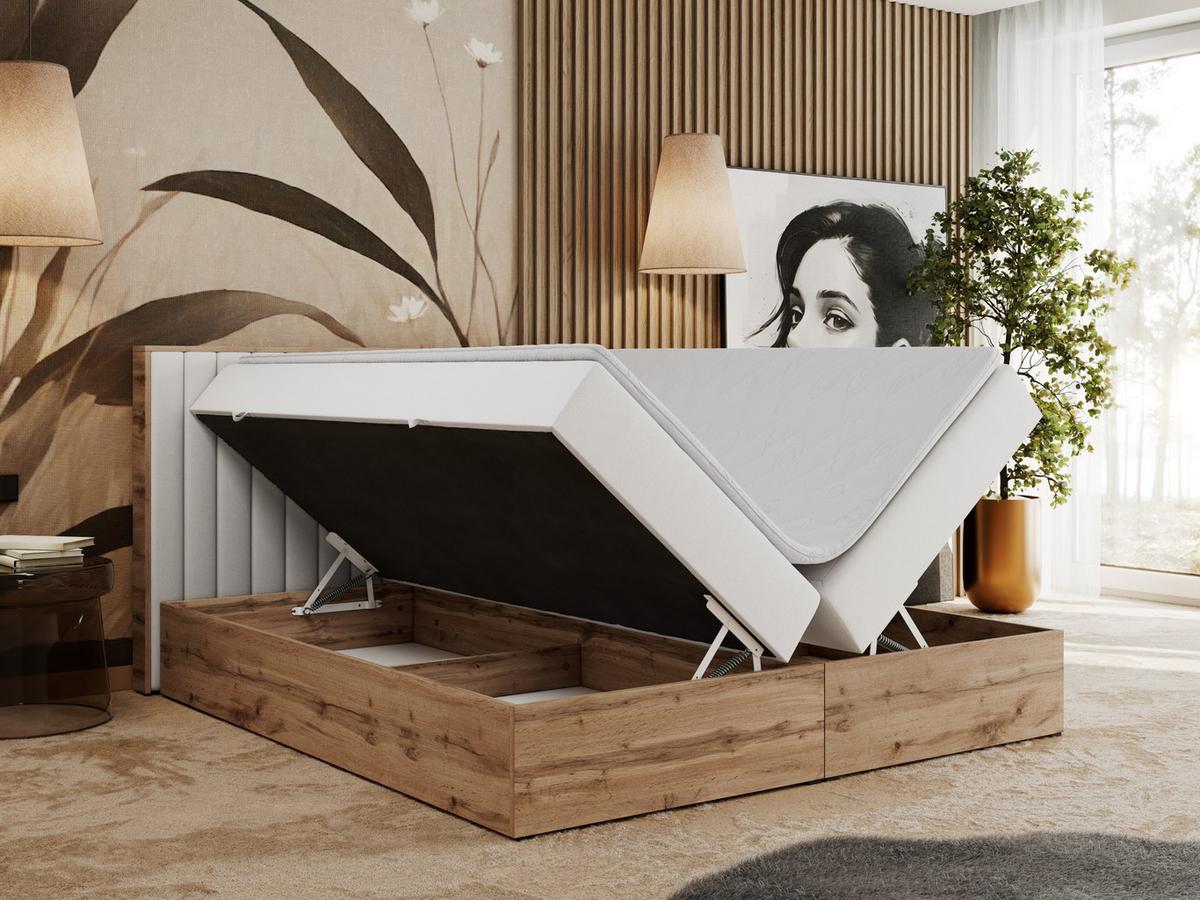 BOXBETT ALBERO 4 - 120/200 Weiß Kunstleder - H4 - Weiß, Holz/Textil (120/200cm) - MKS