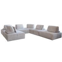 MODULSOFA WIOLO SOFT 6 MODULE 6 KISSEN Hellgrau Cord - Hellgrau/Schwarz, Kunststoff/Textil (333/84/333cm) - KAWOLA