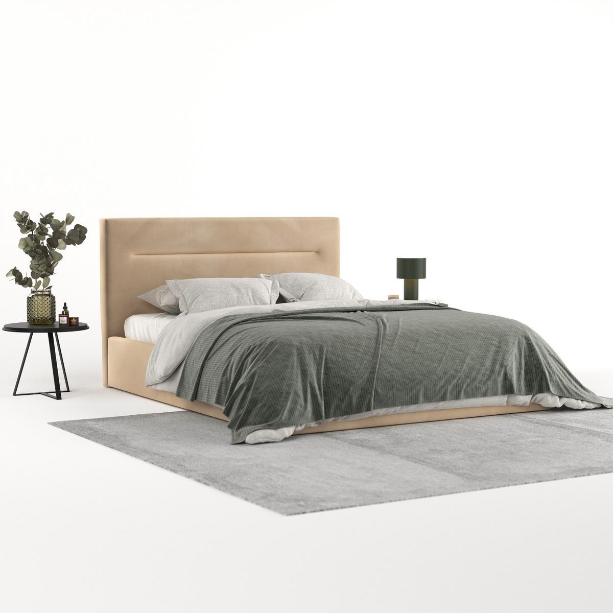 POLSTERBETT Liline 140/200 cm Beige im Kronos Stoff - Beige/Schwarz, Holz/Holzwerkstoff (140/200cm) - AltaBeds